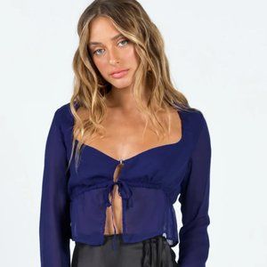 KENNEY LONG SLEEVE TOP BLUE - princess polly